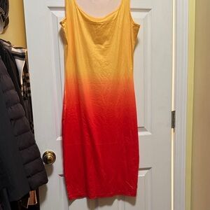 Women’s Ombre Tank Dress in Yellow to Red